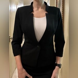 White House Black Market Black peplum fitted blazer jacket- 3/4 sleeves;Size 6